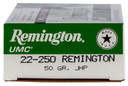 Remington 23813 UMC 22-250Rem 50gr Jacketed Hollow Point 20 Per Box/10 Case Centerfire, Rifle Ammunition