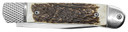 CobraTec Knives CTTHRSTG Trapper Hidden Release 3.12 Flip Open Drop Point Plain Satin D2 Steel Blade, 4.25 Stag Scales Handle, Knife