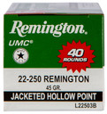 Remington 23769 UMC Value Pack 22-250Rem 45gr Jacketed Hollow Point 40 Per Box/10 Case Centerfire, Rifle Ammunition