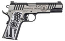 Auto-Ordnance 1911TCAC14N 1911 Trump One 45 ACP 5in Barrel 7+1, Overall Stainless Cerakote with Black Cerakote Accents, Serrated/Engraved with Ports Slide  Custom Flag Engraved Aluminum Grip
