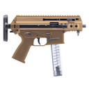 B&T APC9K, Semi-auto Rifle, SBR, 9MM, 4.3 in Barrel, Anodized Finish, Coyote Tan, Ambidextrous Safety, Telescoping Stock, 1 Mag, 30 Rounds BT-361765-02-SBR-CT-TS