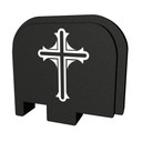 Bastion Slide Back Plate BASGL-043-BW-CRUCFX, Cross, Black and White, Fits Glock 43 BASGL-043-BW-CRUCFX