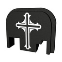 Bastion Slide Back Plate, Cross, Black and White, Fits Glock Except 42 & 43 BASGL-SLD-BW-CRUCFX