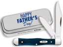 Case 10609 Father's Day 3 in Folding Clip/Pen Mirror Polished Tru-Sharp SS Blade Mediterranean Blue Bone Handle