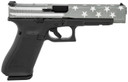 Glock PA343S104MOS-BWFS G34 Gen5 MOS 9mm Luger 5.31 in 17+1 Black Polymer Frame Battle Worn Flag Cerakote Steel with Front Serrations & MOS Cuts Slide Rough Textured Interchangeable Backstraps Grip