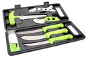 HME HMEKN9DLXD Deluxe Hunt Dressing Kit 11.20 in/10.40 in/6.80 in/9.50 in/9.40 in Stainless Steel Gut Hook/Drop Point/Saw/Curved Rubber