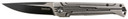 Kershaw 2060 Noventa 3.30 in Folding Drop Point Plain Black Oxide/Satin D2 Steel Blade/Stonewashed w/Decorative Texturing Stainless Steel Handle Includes Pocket Clip