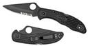 Spyderco C11PSBBK Delica 4 Lightweight 2.88 in Folding Part Serrated Black TiCN VG-10 SS Blade/Black Textured FRN Handle Includes Pocket Clip, Knife