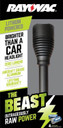 Rayovac RWP123AB Beast Flashlight White LED 2000 Lumens 123A (4) Battery Black Aluminum Body