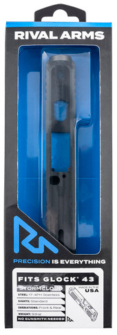 Rival Arms RA-RA12G305C Faction Series Slide A1 with Front & Rear Serrations Cerakote Graphite 17-4 Stainless Steel for Glock 43X