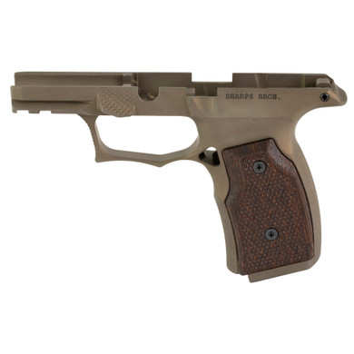Sharps Bros. Grip Module, Fits Sig P365/XL/X/X Macro with No Manual Safety, Anodized Finish, Flat Dark Earth, Includes Wenge Wood Grips SBGM04