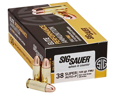 Sig Sauer Elite Ball Handgun Ammunition, 38 Super | E38SUB50