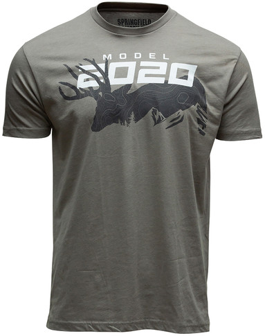 Springfield Armory GEP8607L 2020 Mule Deer Mens T-Shirt Stone Gray Short Sleeve Large
