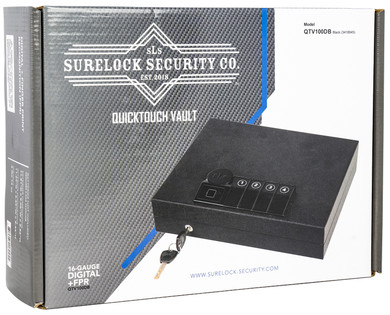 Surelock Security 3418945 QuickTouch 100 Digital Keypad/Biometric/Key Entry Matte Black Steel Holds 1 Handgun 2.56 inH x 9.06 inW x11.81 inD