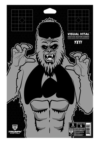 Triumph Systems 090000051 Visual Vital Splatter Target Yeti Hanging Pistol/Rifle 14.50 inH x 9.50 inW Black/Gray Impact Enhancement Yes White 5 Pack