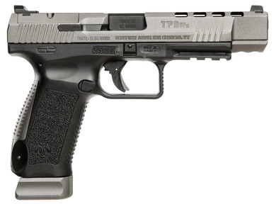 Canik HG3774GN TP9SFx 9mm Luger 20+1, 5.20 in Black Nitride Match Grade Barrel, Tungsten Gray Cerakote Optic Ready/Serrated w/Ports Steel Slide, Black Polymer Frame w/Picatinny Rail, Pistol