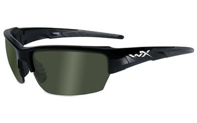 Wiley X Saint, Sunglasses, Small to Medium Head Size, Gloss Black Frame, Polarized Smoke Green Lens, ANSI Approved CHSAI04