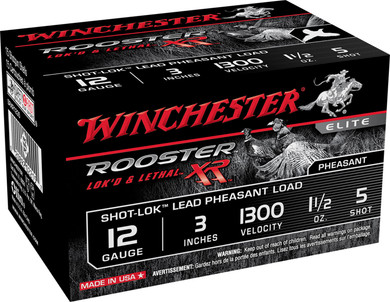 Winchester Ammo SRXR1235 Rooster XR Shot-Lok 12 Gauge 3 in 1 1/2 oz 5 Shot 15 Per Box/ 10 Case