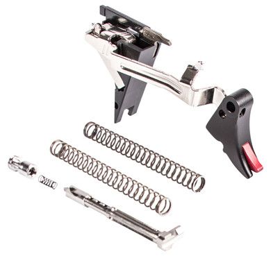 ZEV FULADJULT4G9 Adjustable Fulcrum Ultimate Trigger compatible with Glock 17/19/26/34 Gen4 6061-T6 Aluminum/Stainless Steel Black/Red