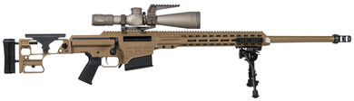 Barrett 19505 MK22 Mod 0 300 Norma Mag 10+1 26 Fluted Barrel, Coyote Cerakote Side Fold Stock w/Adj Comb, Barrett M-Lok Rail System, Black Poly Grip, Leupold 7-35x56mm Scope (T3 Reticle), Bipod, Bag Rider, Rifle