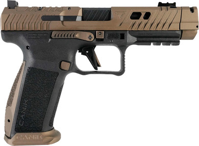 Canik HG7864N TTI Combat Full Size Frame 9mm Luger 10+1 4.60 Black Nitride Fluted/Ported Barrel, Burnt Bronze Cerakote Optic Cut/Serrated Steel Slide, Black Poly Frame w/Pic Rail, Pistol