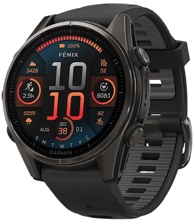 Garmin 0100290320 Fenix 8 AMOLED Edition Gray/Titanium Band AMOLED Display Compatible w/ iPhone/Android, Watch
