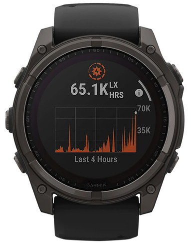 Garmin 0100290710 Fenix 8 Solar Gray Band Sunlight-Visible/Transflective MIP Display Compatible w/ iPhone/Android, Watch