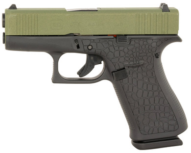 Glock PX4350204BAYOU G43X Sub-Compact Frame 9mm Luger 10+1 3.41 Black GMB Barrel, Lime Green Cerakote Serrated Steel Slide, Black Cerakote Poly Frame w/Beavertail, Ambi, Pistol