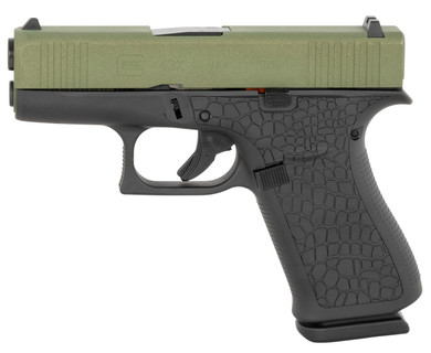 Glock UX4350204BAYOU G43X Sub-Compact Frame 9mm Luger 10+1 3.41 Black GMB Barrel, Bayou Green Cerakote Front Rail/Serrated Steel Slide, Black Poly Frame w/Beavertail, Black Textured Grip, Ambi, Pistol