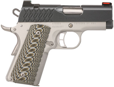 Kimber 3000356 Aegis Elite Ultra 45 ACP 7+1 3 Stainless Match Grade Barrel, KimPro II Black Serrated Stainless Steel Slide, Satin Silver Aluminum Frame w/Beavertail, Cyclone G10 Grip, Pistol