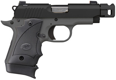 Kimber 3300246 Micro 9 Compensator Micro Frame 9mm Luger 7+1 3.65 Stainless Match Grade Barrel, KimPro Black Serrated Stainless Steel Slide, KimPro Gray Aluminum Frame w/Beavertail, Hogue Rubber Wraparound Grip, Pistol