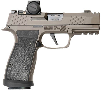Sig Sauer 365AXGCA9LEGIONRXX P365 AXG Legion Compact Frame 9mm Luger 17+1 3.10 Blk Carbon  BBL, Legion Gray Cera Stainless  Optic Ready/Serrated Slide & Frame w/Beavertail & Pic Rail, Blk G10 Chevron Grip, Sig ROMEO-X Dot, Pistol