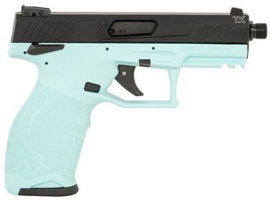 Taurus 1-TX22141C10 TX22 Full Size Frame 22 LR 10+1 4.10 Matte Black Threaded Barrel, Matte Black Serrated Slide, Cyan Poly Frame w/Pic Rail, Textured Grip, Rimfire Pistol
