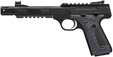 Browning 051598490 Buck Mark Contour Pro 22 LR 10+1 4.40 Black Threaded w/Compensator Barrel, Matte Black Pic Rail Receiver, Matte Black Aluminum Frame w/Pic Rail, Black/Gray G10 Grip, Rimfire Pistol