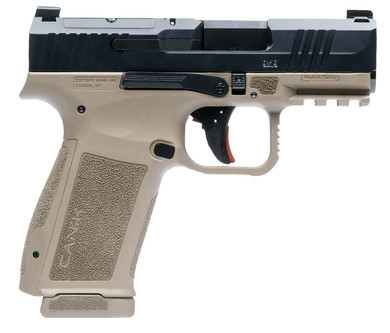 Canik HG7882BDN Mete MC9L Sub-Compact Frame 9mm Luger 17+1 3.18 Black Steel Barrel, Black Nitride Serrated Steel Slide, Flat Dark Earth Poly Frame w/Pic Rail, Interchangeable Backstrap Grip, Pistol