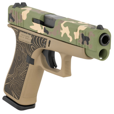 Glock PA4850204-EXPHUNT G48 Gen5 Slim Compact Frame 9mm Luger 10+1 4.17 Black GMB Barrel, Camo Cerakote Steel Serrated Slide, Coyote Tan Cerakote Poly Frame w/Beavertail, Pistol
