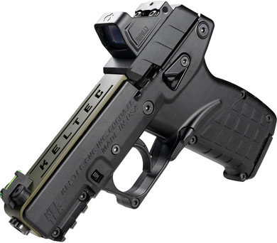 Kel-Tec P17BGRNOPTIC P17 w/Optic Bundle Compact Frame 22 LR 16+1 3.80 Black Steel Barrel, OD Green Cerakote Serrated Slide, OD Green w/Black Controls Poly Frame w/Pic Rail, Textured Grip, Viridian RFX-11 Green Dot, Ambi, Rimfire Pistol