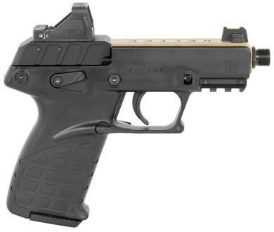 Kel-Tec P17TANBLKOPTIC P17 w/Optic Bundle Sports South Exclusive Compact Frame 22 LR 16+1 3.80 Black Steel Barrel, Tan Cerakote Optic Ready/Serrated Slide, Black Poly Frame w/Pic Rail, Textured Grip, Viridian RFX-11 Green Dot, Rimfire Pistol
