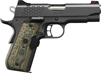 Kimber 3000361 KHX Pro w/Laser 45 ACP 7+1 4 Stainless Match Grade Barrel, KimPro II Gray Serrated Stainless Steel Slide, Kimpro II Gray Stainless Steel Frame w/Beavertail, G10 MagGrip w/Red Laser, Pistol