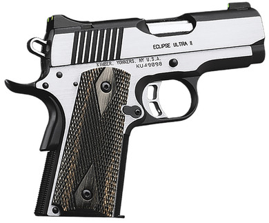 Kimber 3200042CA Eclipse Ultra II *CA Compliant 45 ACP 7+1 3 Stainless Steel Barrel, Brush Polished Serrated Stainless Steel Slide, Brush Polished Stainless Steel Frame w/Beavertail, Gray/Black Double Diamond Laminate Grip, Pistol