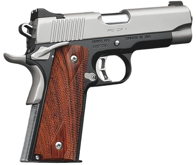 Kimber 3200055CA CDP II Pro *CA Compliant 45 ACP 7+1 4 Stainless Match Grade Barrel, Satin Silver Serrated Stainless Steel Slide, Kimpro II Black Aluminum Frame w/Beavertail, Rosewood Double Diamond Grip, Pistol