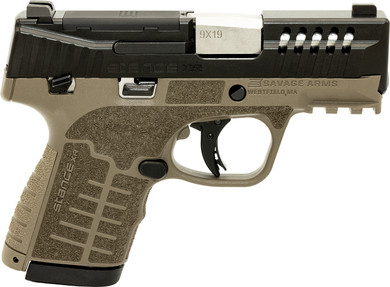 Savage 67055 Stance XR Micro Frame 9mm Luger 13+1 3.20 Stainless Steel Barrel, Black Nitride Ported/Serrated Stainless Steel Slide, Flat Dark Earth Stainless Steel Frame w/Pic Rail, FDE GFN Grip, Ambi, Pistol