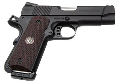 Wilson Combat PROE-PR-45 1911 Professional Elite 45 ACP 8+1 4 Stainless Match Grade Barrel, Black Carbon Steel Serrated Slide, Black Steel Frame w/Beavertail, Black Cherry G10 Grip, Right Hand, Pistol