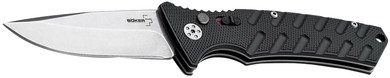 Boker 01BO457 Plus Strike Auto Pocket 3.35 Drop Point Plain Black D2 Steel Blade Aluminum Handle, Knife