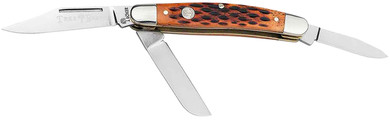 Boker 110852 Stockman Traditional Medium Clip Point/Sheepsfoot/Spey Plain D2 Steel Blade Brown Jigged Bone Handle