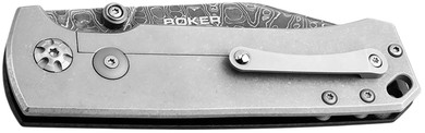 Boker 111103DAM Tiger-Damast Pocket 3.35 Damascus Blade Micarta Handle, Knife