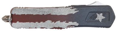 Great Lakes GLKMDSMTFAMF GLFA Medium 3.50 OTF Plain Steel Blade, American Flag Cerakote Aluminum Handle, Knife