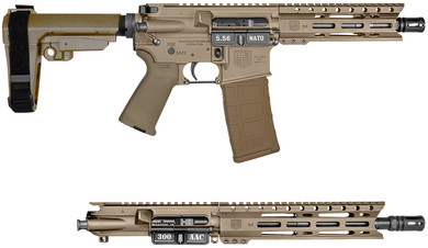 Diamondback DB195AK061 DB15 Sports South Exclusive 30+1 10 300 AAC Blkout/7 5.56 NATO Blk Nitride Heavy Threaded BBL, Flat Dark Earth Cera Pic Rail Alum Receiver, M-LOK Handguard, SB Tactical SBA3 Brace Flat Dark Earth Synthetic St, Rifle
