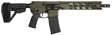 Diamondback DB1984K101 DB15 Obsidian 5.56 NATO 30+1 11.50 Black Nitride Threaded Barrel, 11 M-LOK Handguard, OD Green Cerakote Aluminum Pic Rail Receiver, Black Synthetic Tactical SBA5 Brace & Magpul MOE K2 Grip, Tactical Pistol