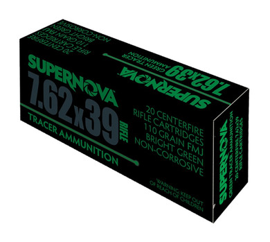 Supernova PMSN762G Green Tracer 7.62mm 110 gr Full Metal Jacket 20 Per Box/ 50 Cs, Centerfire Rifle Ammo